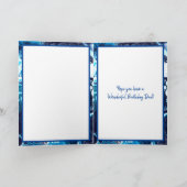 Carte Bleu Vert Marbre Art Joyeux Anniversaire Père (Intérieur)