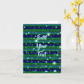 Carte Bleu vert rayures avec étoiles et Raindrops (Fleur jaune)