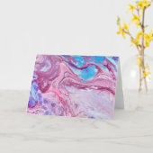 Carte Bleu violet Abstrait Acrylique Fluide Art (Fleur jaune)