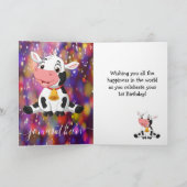 Carte bleue 1er Anniversaire Vache (Intérieur)