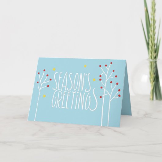Carte bleue blanche Joyeuses Fêtes (Devant)