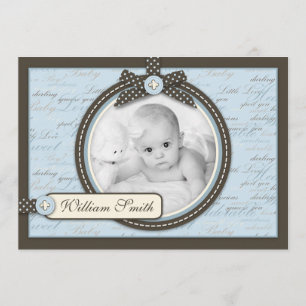 Carte BLEUE de faire-part d'orteils minuscules