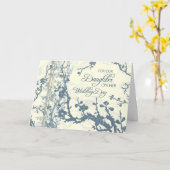 Carte bleue de félicitations de mariage de fille (Fleur jaune)