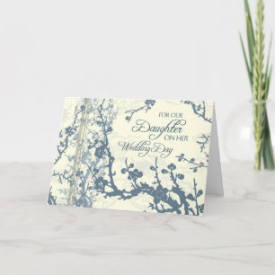 Carte bleue de félicitations de mariage de fille