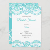 Carte bleue de Fête de la mariée de dentelle (Devant / Derrière)