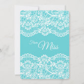 Carte bleue de Fête de la mariée de dentelle (Dos)