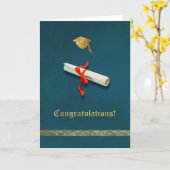 Carte Bleue de Graduation (Fleur jaune)