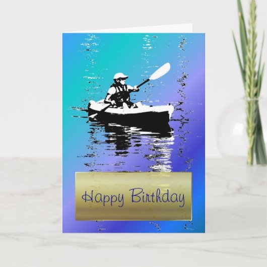 Carte bleue de joyeux anniversaire de kayak de (Devant)