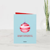 Carte bleue de l'ornement de Noël rouge (Dos)