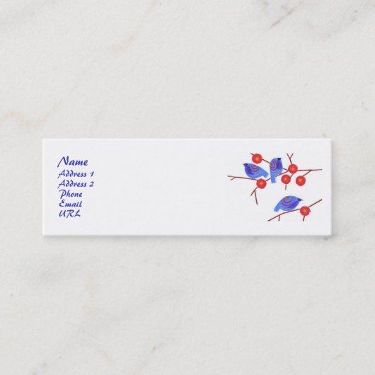 Carte bleue de profil d'oiseaux (Devant)