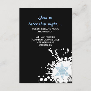 Carte bleue de réception de bat mitzvah de barre