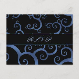 carte bleue de rsvp de mariage damassé