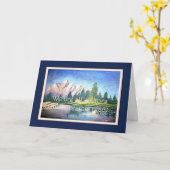 Carte bleue d'inspiration rose (Fleur jaune)