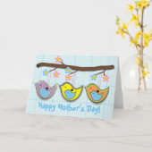 Carte bleue du jour de mère de birdies enceintes (Fleur jaune)