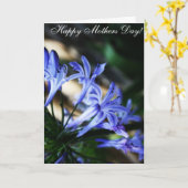 Carte bleue du jour de mère de fleur sauvage (Fleur jaune)