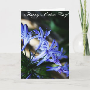 Carte bleue du jour de mère de fleur sauvage