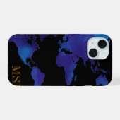 carte bleue du monde avec initiales (Verso Horizontal)