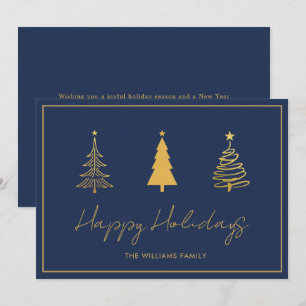 Carte bleue élégante Joyeuses Fêtes