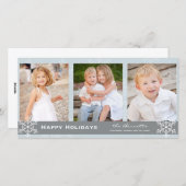 Carte bleue et grise de vacances de flocon de (Devant / Derrière)