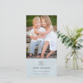 Carte bleue et grise de vacances de flocon de (Debout devant)