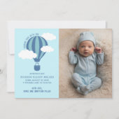 Carte Bleue faire-part de naissance à air chaud (Devant)