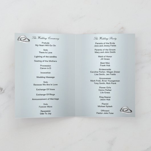 Carte bleue florale et de papillon de programme (Intérieur)