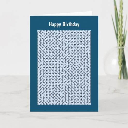 Carte bleue hexagone Maze Birthday (Devant)