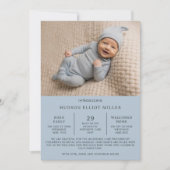 Carte bleue moderne faire-part de naissance Preemi (Devant)