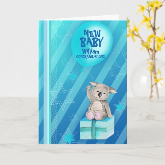 Carte bleue pour bébé (Fleur jaune)