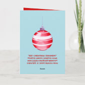 Carte bleue rouge ornement de Noël (Dos)