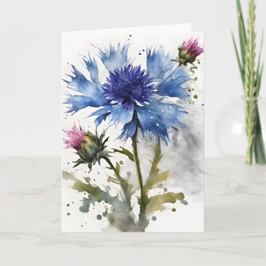 Carte Bleuet - Fleurs à l'aquarelle (Devant)
