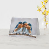 Carte Bleus d'anniversaire sur une branche d'hiver (Fleur jaune)