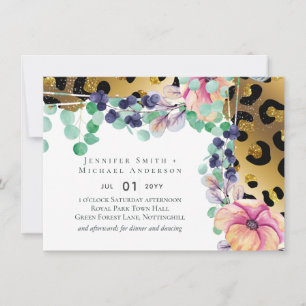 Carte Bling Girly Glam Empreinte de léopard Pink Gold Ma