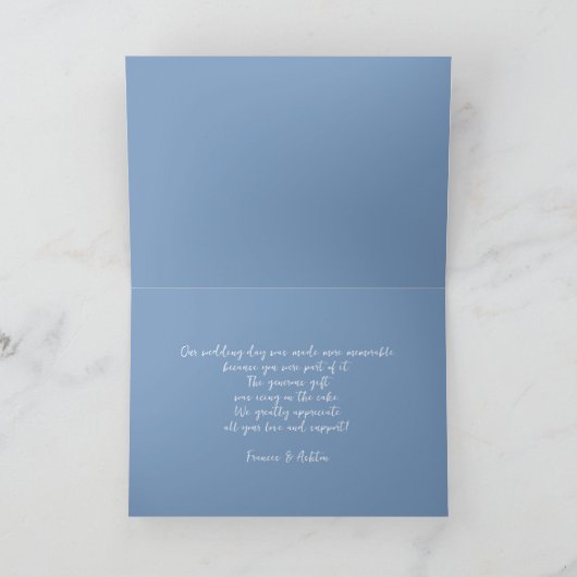 Carte Bliss Blue Hydrangea Mariage Merci Message (Intérieur)
