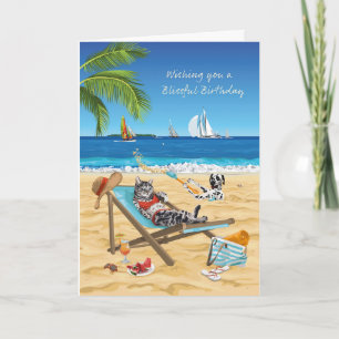 Carte Blissant Chat D'Anniversaire Se Détendre Sur La Pl