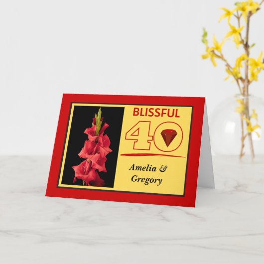 Carte Blissful 40th Ruby Mariage Anniversaire (Fleur jaune)