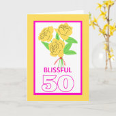 Carte Blissful 50 Gold Mariage Anniversaire Roses (Fleur jaune)