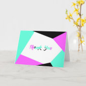 Carte bloc couleur Merci | Rose Turquoise noir (Fleur jaune)