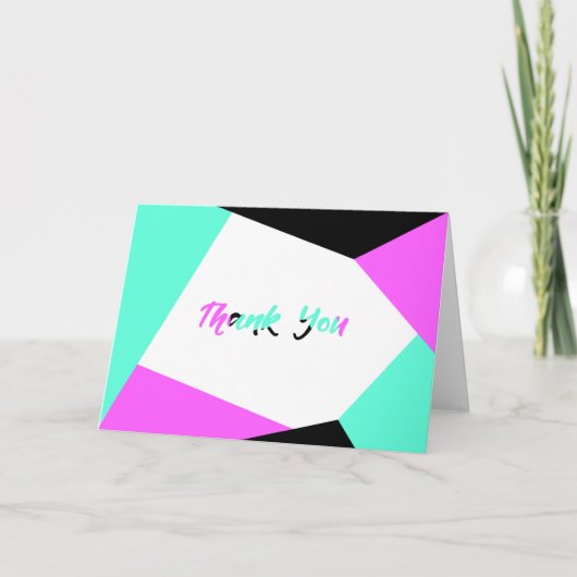 Carte bloc couleur Merci | Rose Turquoise noir (Devant)