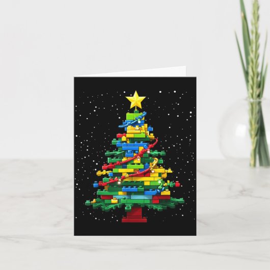 Carte Bloc de construction de sapin de Noël Brique Maîtr (Devant)