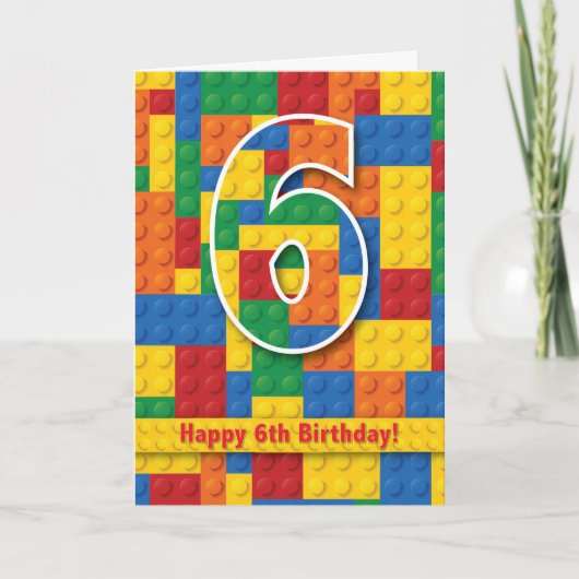 Carte Blocks Joyeux 6e anniversaire (Devant)