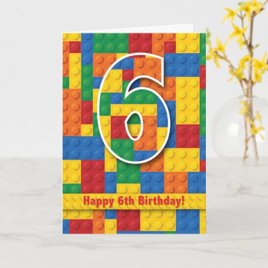 Carte Blocks Joyeux 6e anniversaire (Fleur jaune)