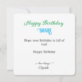 CARTE BLOCS COLOFUL JOUET THÈME ANNIVERSAIRE DE ENFANT (Dos)