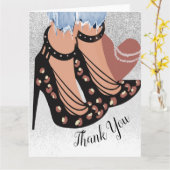 Carte Blogueuse de mode chic et belle Merci paillettes (Fleur jaune)