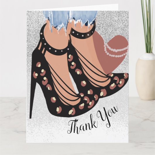 Carte Blogueuse de mode chic et belle Merci paillettes (Devant)