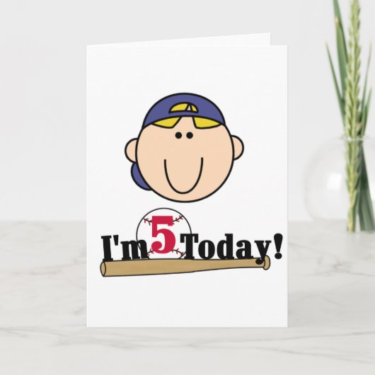 Carte Blond Boy Baseball 5e anniversaire (Devant)
