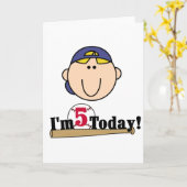 Carte Blond Boy Baseball 5e anniversaire (Fleur jaune)