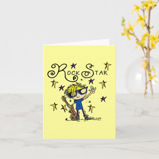 Carte Blond Boy Rock Star (Fleur jaune)