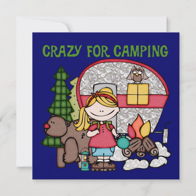 Carte Blond Girl Crazy Pour Camping (Devant)