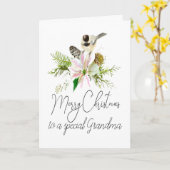 Carte Blond Noël Pickadee Oiseau Pointsettia Grand-mère (Fleur jaune)